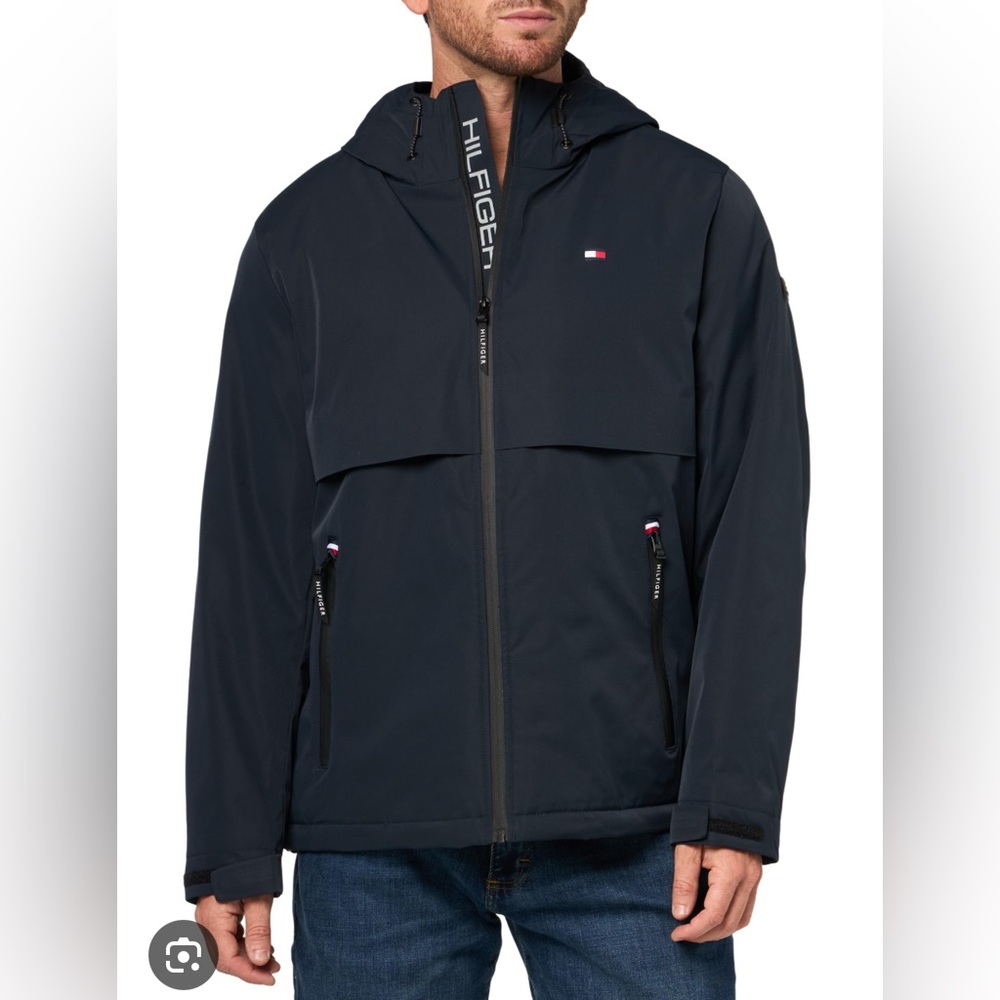 TOMMY HILFIGER Men's Hooded Performance Soft Shell Jacket, XXL Water Resistant‎